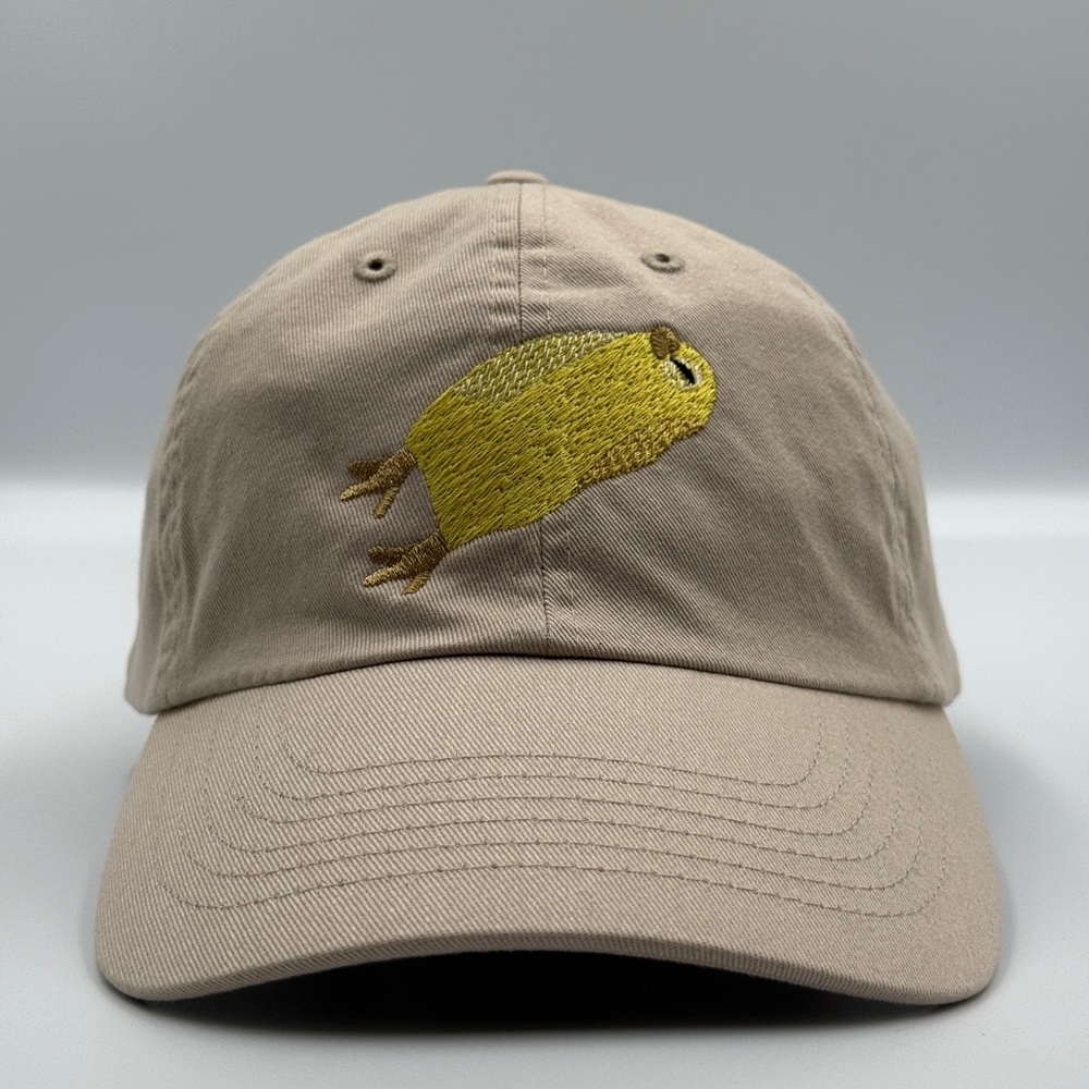 Tan Cap with Birdie Embroidery